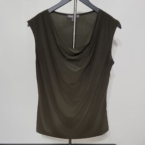 Roz & Ali Green Draped Sleeveless Blouse